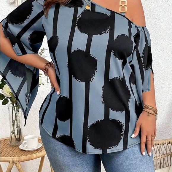 Women Plus Size One Shoulder Fashion Summer Sexy Loose Relaxed Fit Top 14W -22W - Picture 4 of 6